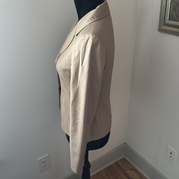 Ann Taylor petites tan single front blazer suit jacket sz 2P - Picture 2 of 6